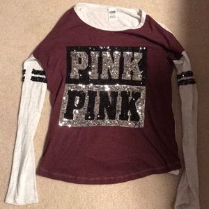Pink long-sleeve shirt.